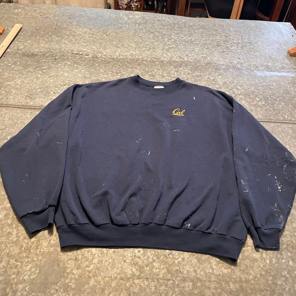 Vintage UC Berkeley Cal Embroidered Crewneck Sweatshirt XXL Thrashed Distressed - Picture 2 of 14